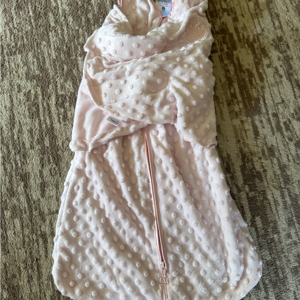 Pink Baby Swaddle Blanket halo euc